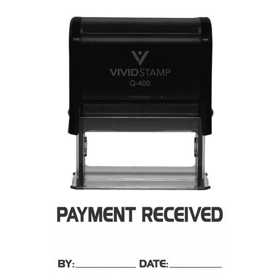 Vivid Stamp Payment Received By Date Self Inking Rubber Stamp (Black Ink) - X-Large
