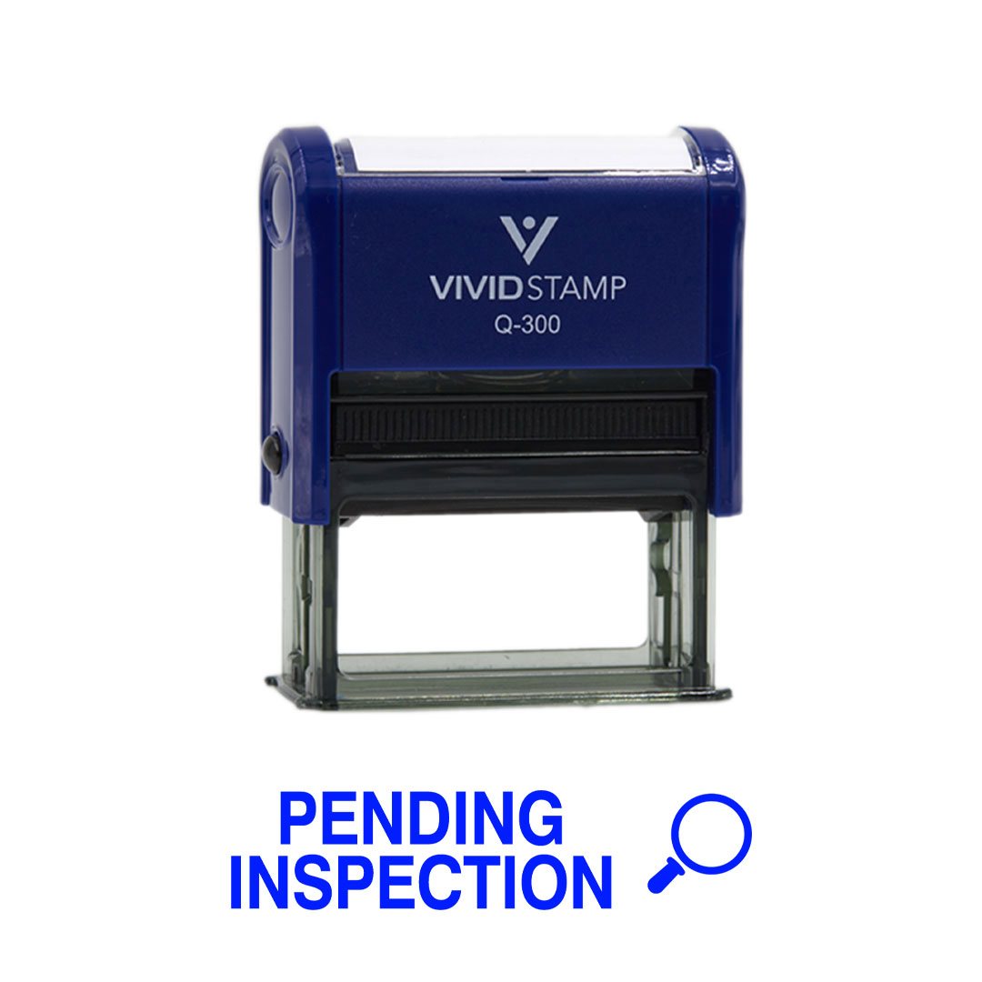 Vivid Stamp Pending Inspection Business Self-Inking Rubber Stamps (Blue ...