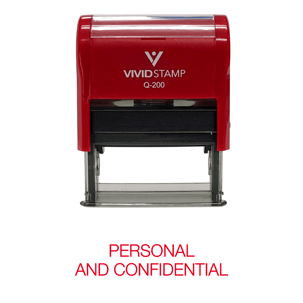 Vivid Stamp Personal And Confidential Rubber Stamp (Red Ink) Medium