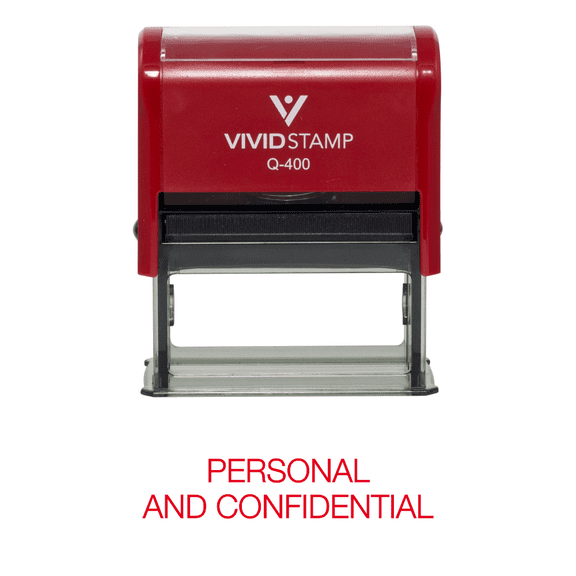 Vivid Stamp Personal And Confidential Rubber Stamp (Red Ink) - X-Large