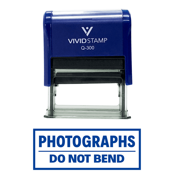 Vivid Stamp Photographs Do Not Bend Self Inking Rubber Stamp (Blue Ink) - Large