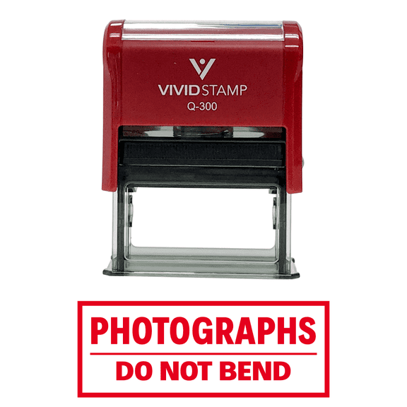 Vivid Stamp Photographs Do Not Bend Self Inking Rubber Stamp (Red Ink) - Large
