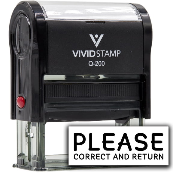 Vivid Stamp Please Correct and Return Self Inking Rubber Stamp (Black Ink) - Q-200