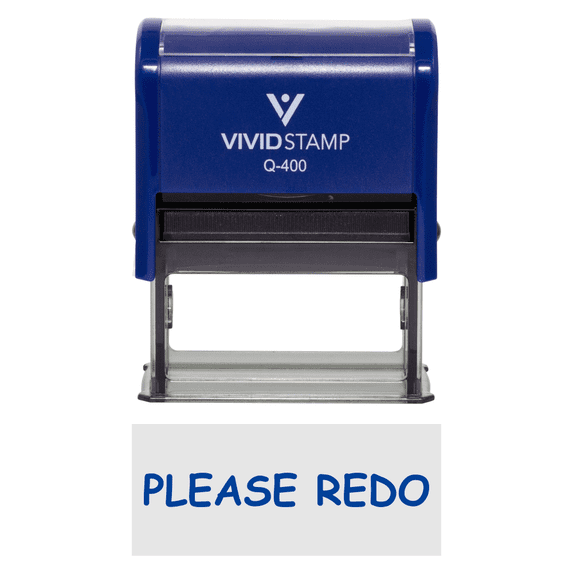 Vivid Stamp Please Redo Teacher Self-Inking Office Rubber Stamp (Blue) - X-Large