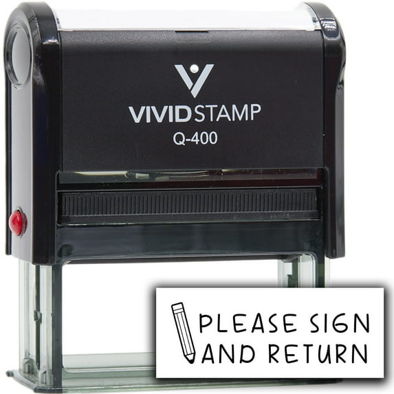 Vivid Stamp Please Sign and Return Stamps For Grading Self-Inking Rubber Stamps (Black Ink) - Q-400