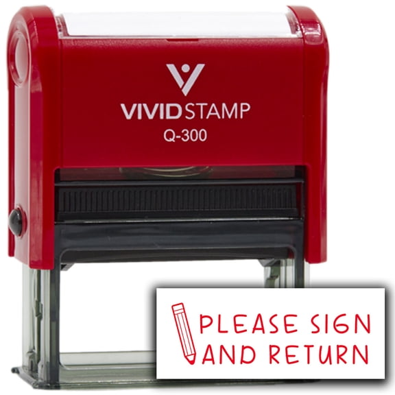 Vivid Stamp Please Sign and Return Stamps For Grading Self-Inking Rubber Stamps (Red Ink) - Q-300