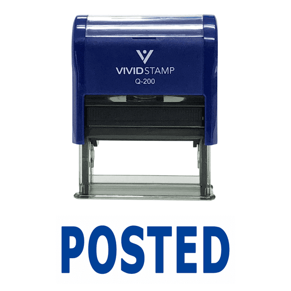 Vivid Stamp Posted Self Inking Rubber Stamp (Blue Ink) - Medium