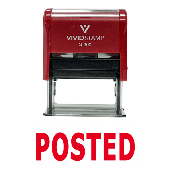 Vivid Stamp Posted Self Inking Rubber Stamp (Red Ink) - Large