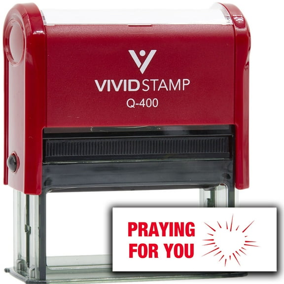 Vivid Stamp Praying For You Self Inking Rubber Stamp (Red Ink) - Q-400