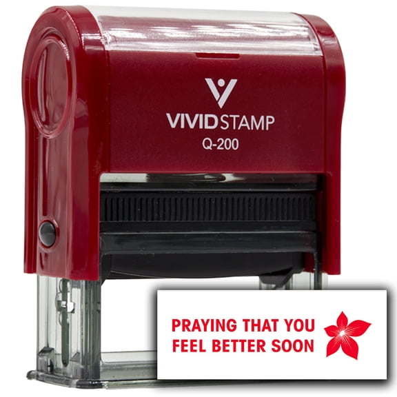 Vivid Stamp Praying that you feel better soon Self Inking Rubber Stamp (Red Ink) - Q-200