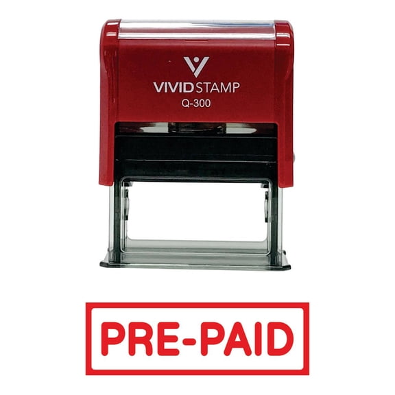 Vivid Stamp Pre-Paid Self-Inking Office Rubber Stamp (Red) - Large