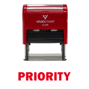 Vivid Stamp Priority Self Inking Rubber Stamp Red Ink - Medium