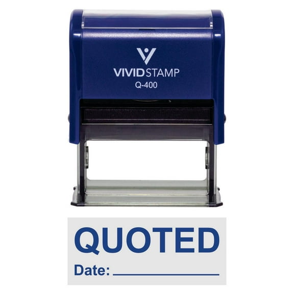 Vivid Stamp Quoted With Date Line Self-Inking Office Rubber Stamp (Blue) - X-Large