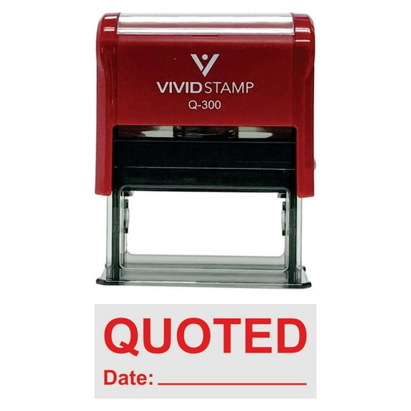 Vivid Stamp Quoted With Date Line Self-Inking Office Rubber Stamp (Red) - Large