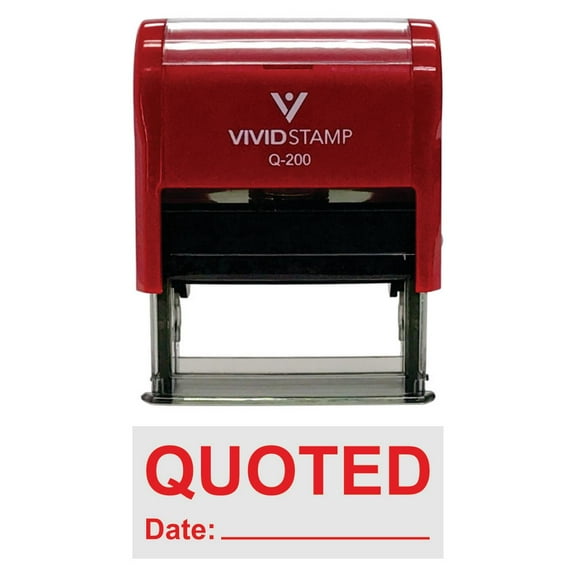 Vivid Stamp Quoted With Date Line Self-Inking Office Rubber Stamp (Red) - Medium