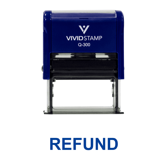 Vivid Stamp REFUND Self Inking Rubber Stamp (Blue Ink) - Large