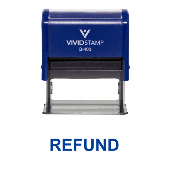 Vivid Stamp REFUND Self Inking Rubber Stamp (Blue Ink) - X-Large