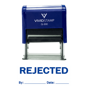Vivid Stamp REJECTED By Date Self Inking Rubber Stamp (Blue Ink) Large
