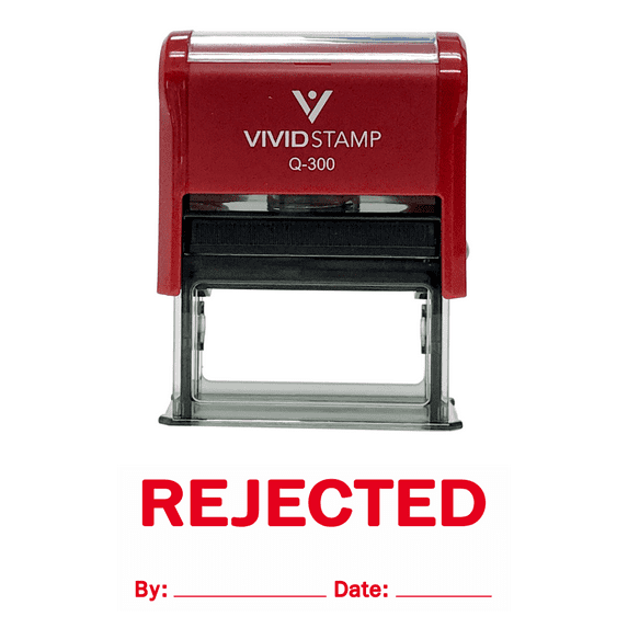 Vivid Stamp REJECTED By Date Self Inking Rubber Stamp (Red Ink) Large