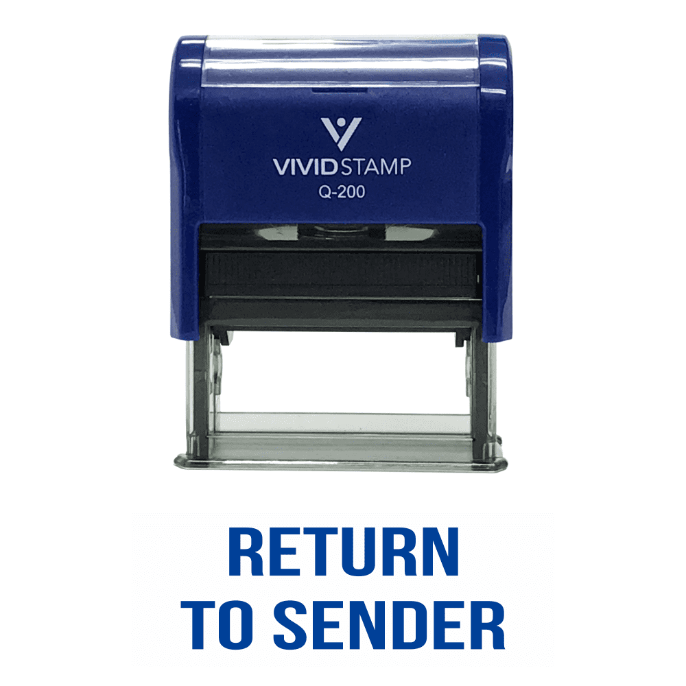 Vivid Stamp RETURN TO SENDER Self Inking Rubber Stamp (Blue Ink) Medium