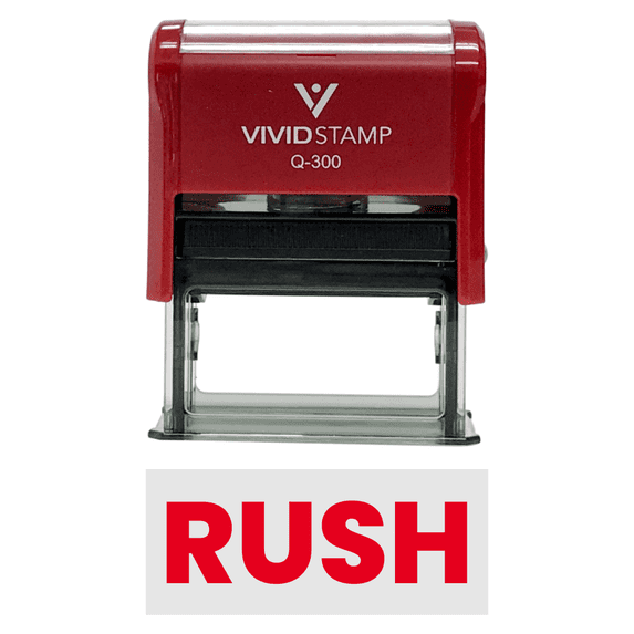 Vivid Stamp RUSH Self-Inking Office Rubber Stamp (Red) - Large