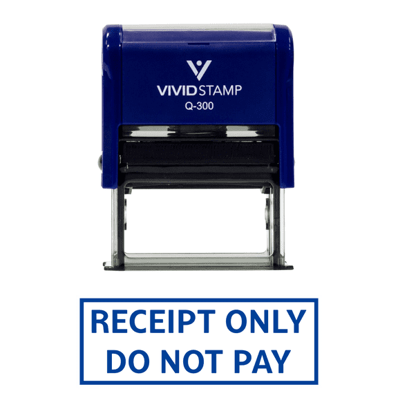 Vivid Stamp Receipt Only Do Not Pay Self Inking Rubber Stamp (Blue Ink) - Large