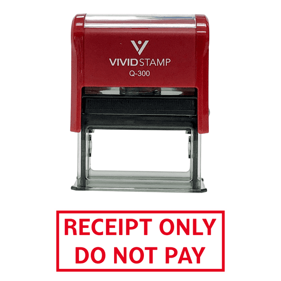 Vivid Stamp Receipt Only Do Not Pay Self Inking Rubber Stamp (Red Ink) - Large
