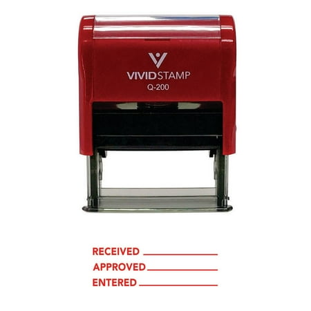 Vivid Stamp Received Approved Entered Self Inking Rubber Stamp (Red Ink) - Medium