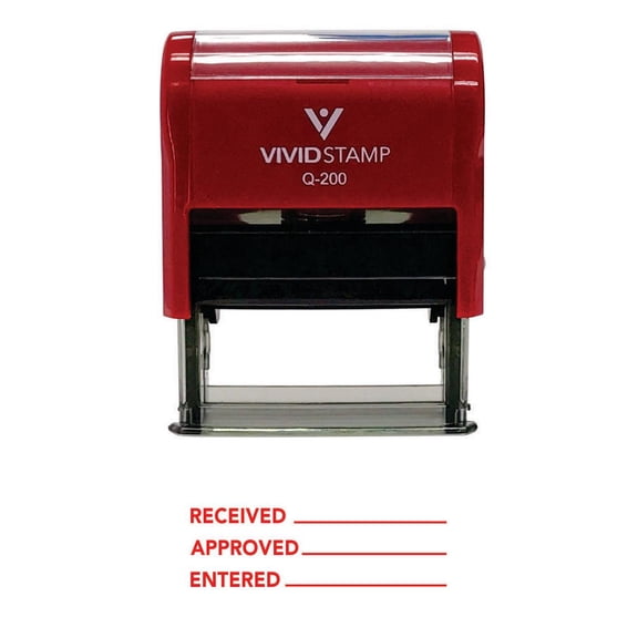Vivid Stamp Received Approved Entered Self Inking Rubber Stamp (Red Ink) - Medium