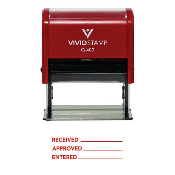 Vivid Stamp Received Approved Entered Self Inking Rubber Stamp (Red Ink) - X-Large