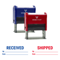 thumbnail image 1 of Vivid Stamp Received By Date and Shipped By Date Self-Inking Rubber Stamps (2 Pack) (Blue - Red Ink) - Q-300, 1 of 3