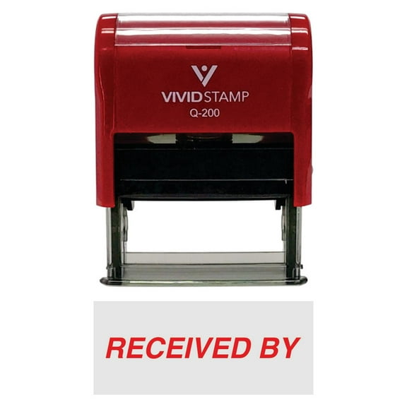 Vivid Stamp Received By Self-Inking Office Rubber Stamp (Red) - Medium