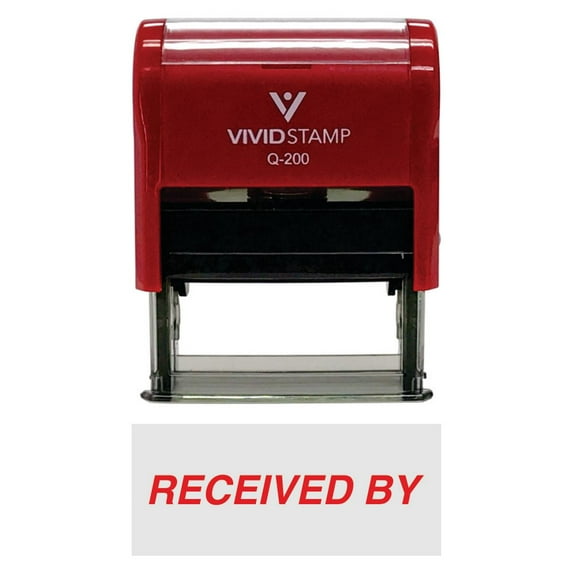 Vivid Stamp Received By Self-Inking Office Rubber Stamp (Red) - Medium