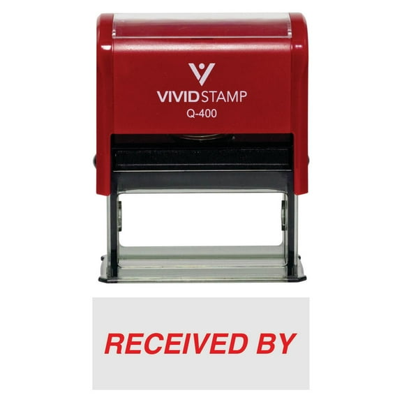 Vivid Stamp Received By Self-Inking Office Rubber Stamp (Red) - X-Large