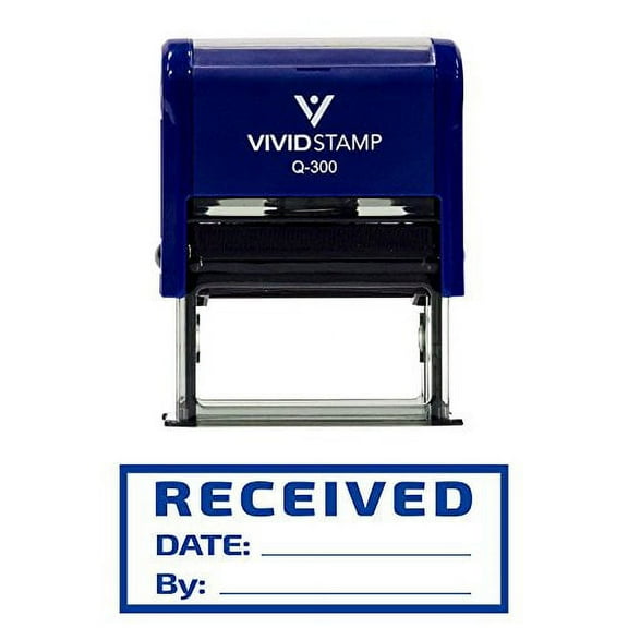 Vivid Stamp Received W/Border Self-Inking Office Rubber Stamp (Blue) - L