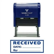Vivid Stamp Received W/Border Self-Inking Office Rubber Stamp Blue - M