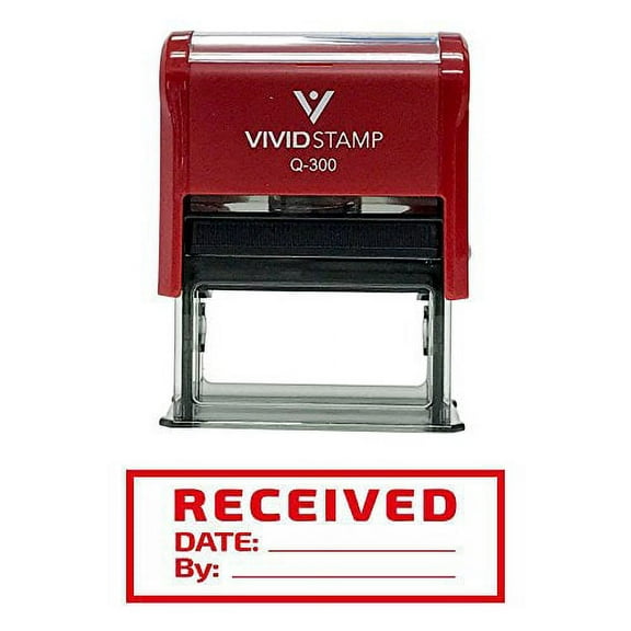 Vivid Stamp Received W/Border Self-Inking Office Rubber Stamp (Red) - Large