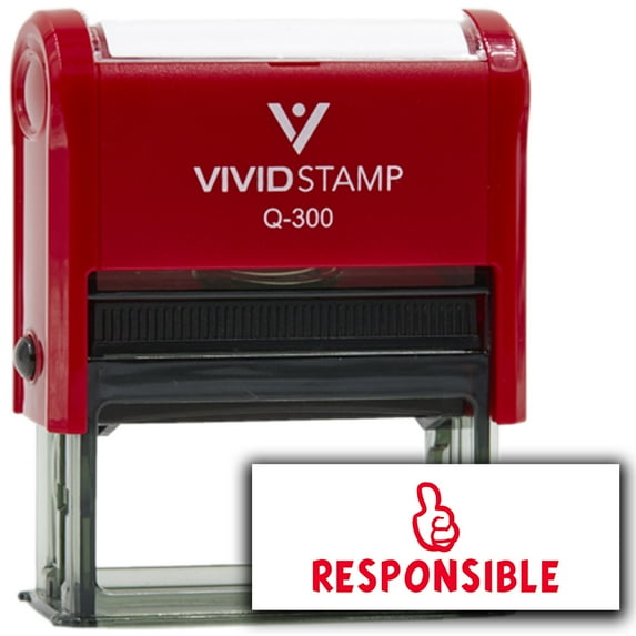 Vivid Stamp Responsible Self Inking Rubber Stamp (Red Ink) - Q-300