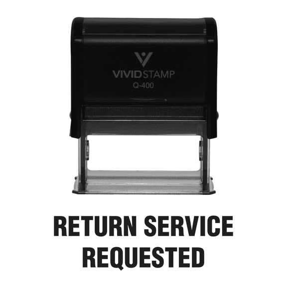 Vivid Stamp Return Service Requested Self Inking Rubber Stamp (Blue Ink) - X-Large