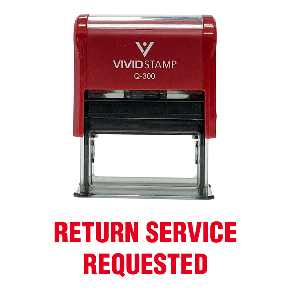 Vivid Stamp Return Service Requested Self Inking Rubber Stamp (Red Ink) - Large