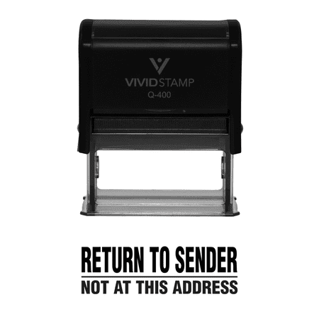 Vivid Stamp Return To Sender Not At This Address Self Inking Rubber Stamp (Black Ink) - X-Large