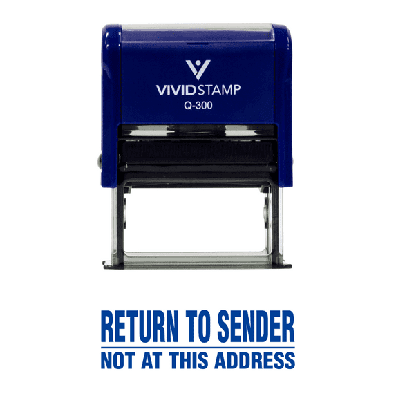 Vivid Stamp Return To Sender Not At This Address Self Inking Rubber Stamp (Blue Ink) - Large