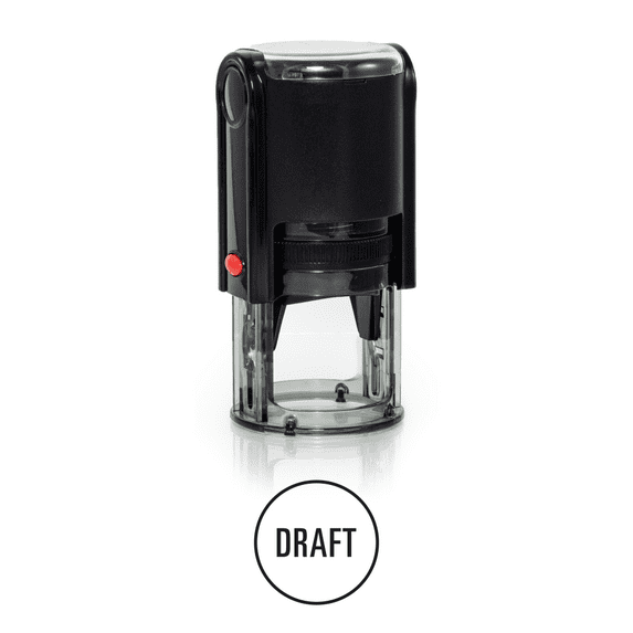 Vivid Stamp Round Posted Self Inking Rubber Stamp (Blue Ink) Size 1-1/4"