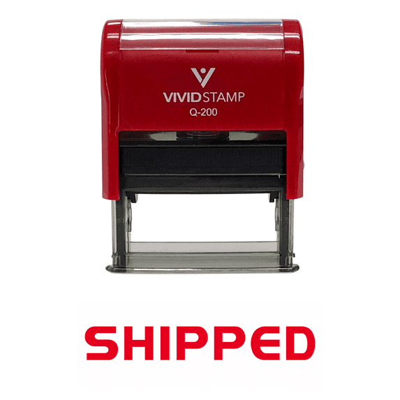 Vivid Stamp SHIPPED Self Inking Rubber Stamp (Red Ink) - Medium