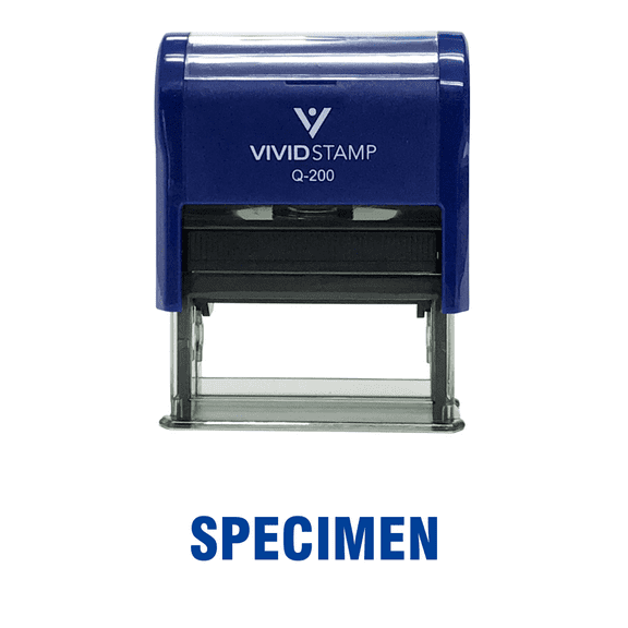 Vivid Stamp SPECIMEN Self Inking Rubber Stamp (Blue Ink) - Medium