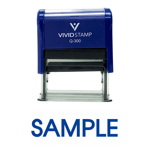 Vivid Stamp Sample Self Inking Rubber Stamp (Blue Ink) - Large