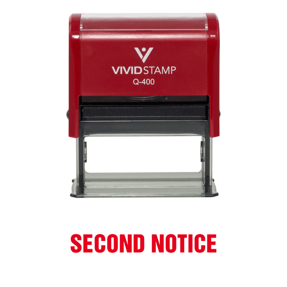Vivid Stamp Second Notice Self Inking Rubber Stamp (Red Ink) - X-Large