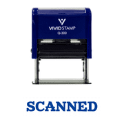 Vivid Stamp Simple SCANNED Office Self-Inking Office Rubber Stamp Blue - Large