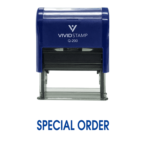 Vivid Stamp Special Order Self Inking Rubber Stamp (Blue Ink) - Medium