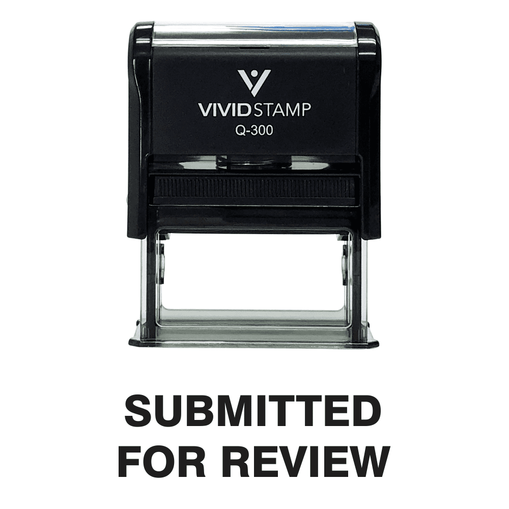 "SUBMITTED For REVIEW" Self-Inking Rubber Stamp - Medium Size 9/16x1.5 Inch, Red Ink, Re-inkable, Office & Home Use